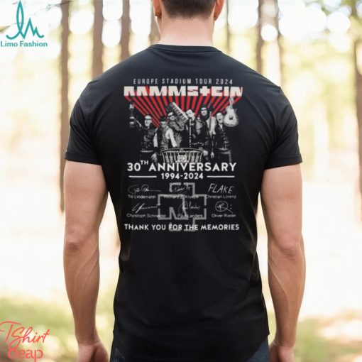 Europe Stadium Tour 2024 Rammstein Merch, Rammstein 30th Anniversary 1994 – 2024 Thank You For The Memories Signatures Shirt T Shirt Hoodie