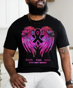 Faith Hope Love Wings Breast Cancer Awareness Back T Shirt