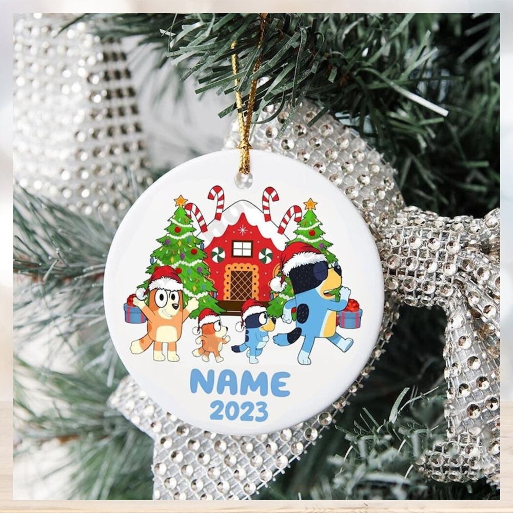 Family Bluey Dog Christmas Ornament, Bluey Christmas Tree Decorations Family Bluey Dog Christmas Ornament, Bluey Christmas Tree Decorations
