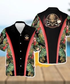 Farmer Skull Hawaiian Shirt Tractor Tropical Button Up Shirt Farmers Gifts For Him Gift Halloween