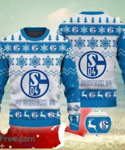 Fc Schalke 04 Big Logo Ugly Christmas Tree Blue Sweater AOP For Men And Women