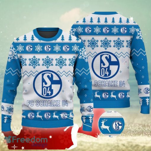 Fc Schalke 04 Big Logo Ugly Christmas Tree Blue Sweater AOP For Men And Women