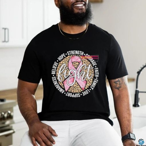 Fight Breast Cancer Pink Cancer Ribbon Leopard Breast Cancer Shirt