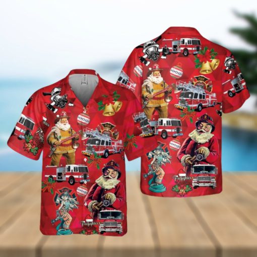 Firefighter Fire Truck Christmas Pocket Hawaiian Shirt