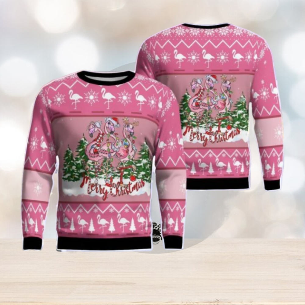 Womens flamingo 2024 christmas sweater