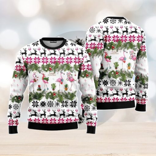 Flamingo Christmas Unisex Ugly Sweater For Men Women