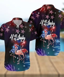 Flamingo Hawaiian Shirt Happy 4Th Of July Gift For Beach Holiday