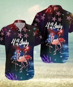 Flamingo Hawaiian Shirt Happy 4Th Of July Gift For Beach Holiday