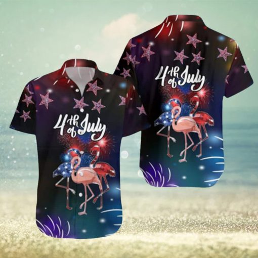 Flamingo Hawaiian Shirt Happy 4Th Of July Gift For Beach Holiday