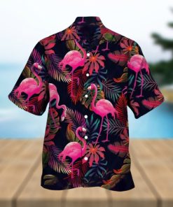 Flamingo Hawaiian Shirt Palm Leaves Pattern Beach Gift For Friend