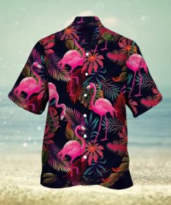 Flamingo Hawaiian Shirt Palm Leaves Pattern Beach Gift For Friend