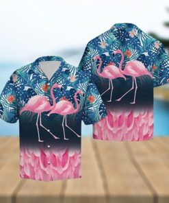 Flamingo Hawaiian Shirt Palm Leaves Pattern Gift For Summer Holiday