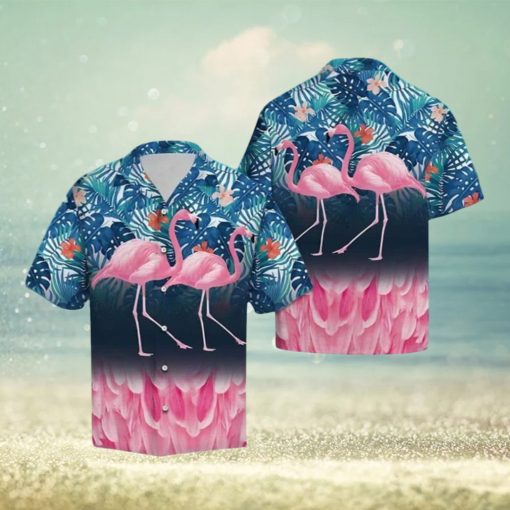 Flamingo Hawaiian Shirt Palm Leaves Pattern Gift For Summer Holiday