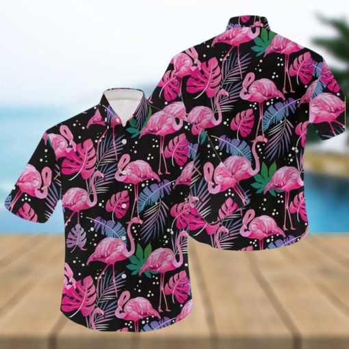 Flamingo Hawaiian Shirt Tropical Palm Leaves Gift For Summer Holiday