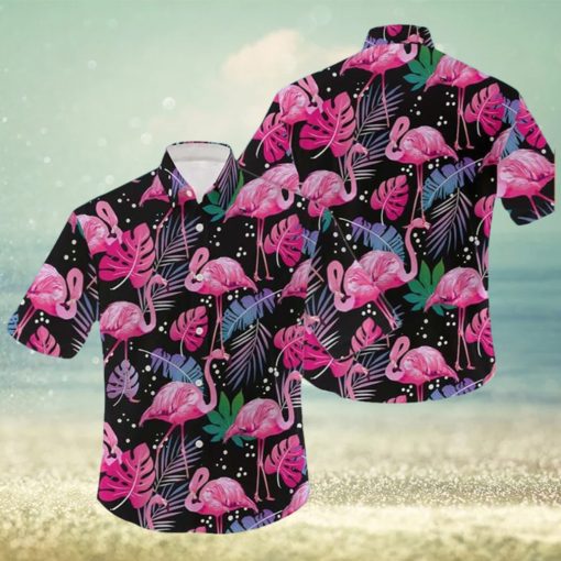 Flamingo Hawaiian Shirt Tropical Palm Leaves Gift For Summer Holiday