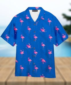 Flamingo Pink Blue Aloha Hawaiian Shirt