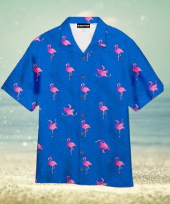 Flamingo Pink Blue Aloha Hawaiian Shirt