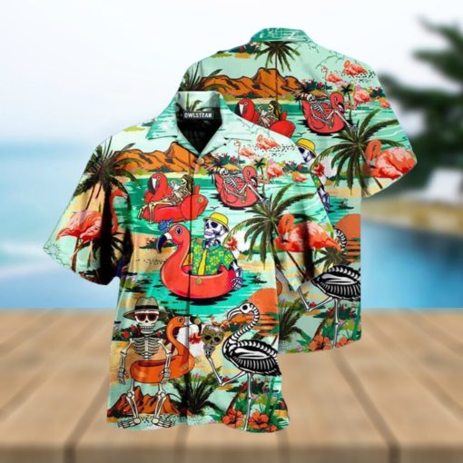 Flamingo Skull In Hawaii Hawaiian Shirt Gift For Beach Vacation