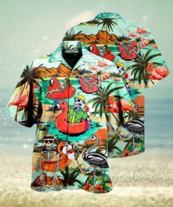 Flamingo Skull In Hawaii Hawaiian Shirt Gift For Beach Vacation