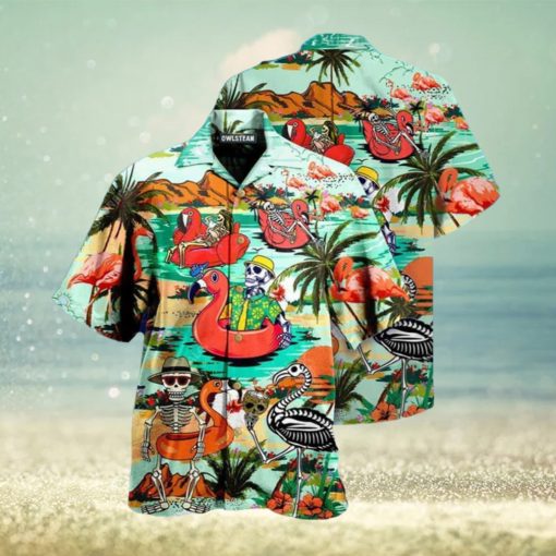 Flamingo Skull In Hawaii Hawaiian Shirt Gift For Beach Vacation