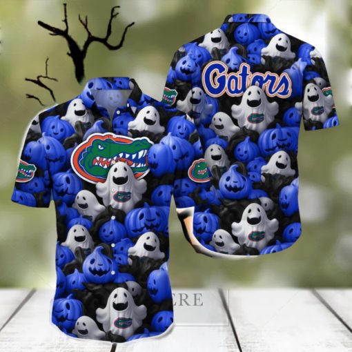 Florida Gators Halloween Pumpkin Skull 3D Hawaiian Shirt For Fans Gift Christmas