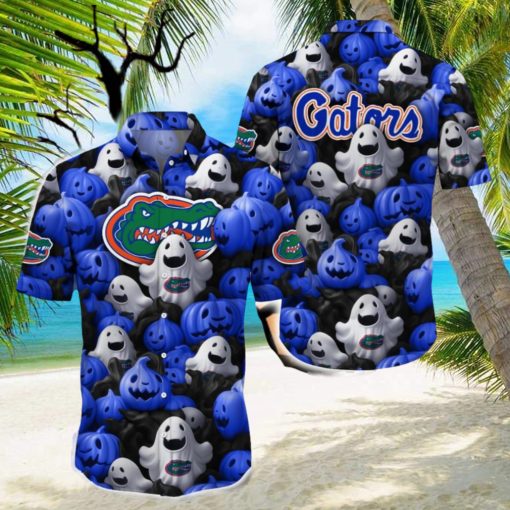 Florida Gators Halloween Pumpkin Skull 3D Hawaiian Shirt For Fans Gift Christmas