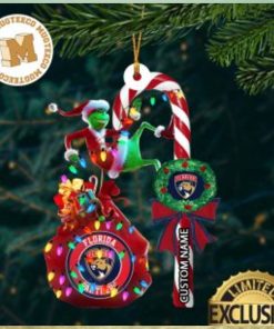 Kansas City Chiefs Grinch Candy Cane Christmas Ornament