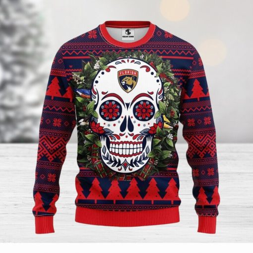 Florida Panthers Skull Flower Ugly Xmas Ugly Christmas Sweater Best Christmas Gift Ideas