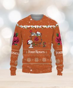 Four Roses Whiskey American Whiskey Beers Merry Christmas Snoopy House Cute Gift 3D Ugly Christmas Sweater Christmas Gift Ideas