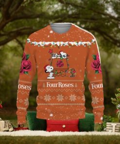 Four Roses Whiskey American Whiskey Beers Merry Christmas Snoopy House Cute Gift 3D Ugly Christmas Sweater Christmas Gift Ideas