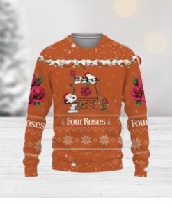 Four Roses Whiskey American Whiskey Beers Merry Christmas Snoopy House Cute Gift 3D Ugly Christmas Sweater