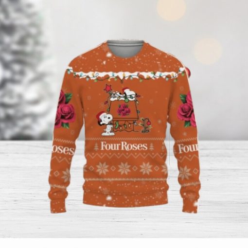 Four Roses Whiskey American Whiskey Beers Merry Christmas Snoopy House Cute Gift 3D Ugly Christmas Sweater