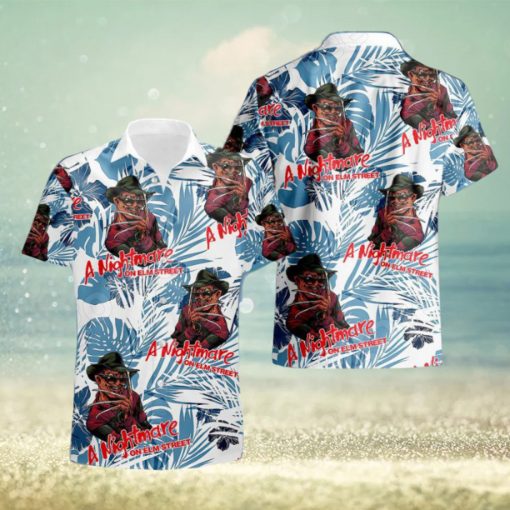 Freddy Krueger Nightmare Tropical Blue Palm Leaves Hawaiian Shirt And Short