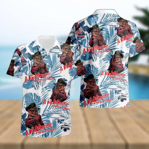 Freddy Krueger Nightmare Tropical Blue Palm Leaves Hawaiian Shirt And Short