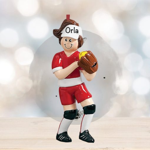 Free Customization in 24 Hours – Girl Softball Ornament with Name