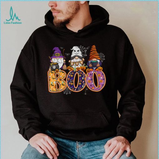 Funny Boo Witch Sipders Pumpkins Happy Halloween Gnome T Shirt