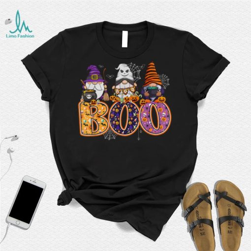 Funny Boo Witch Sipders Pumpkins Happy Halloween Gnome T Shirt