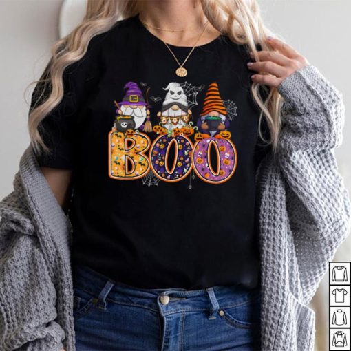 Funny Boo Witch Sipders Pumpkins Happy Halloween Gnome T Shirt