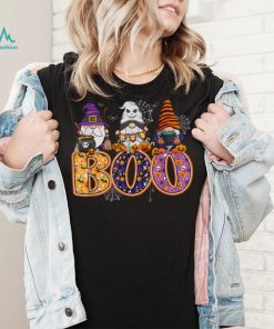 Funny Boo Witch Sipders Pumpkins Happy Halloween Gnome T Shirt