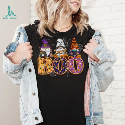 Funny Boo Witch Sipders Pumpkins Happy Halloween Gnome T Shirt