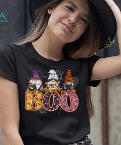 Funny Boo Witch Sipders Pumpkins Happy Halloween Gnome T Shirt