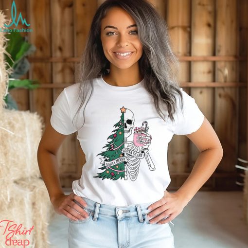 Funny Christmas Sorta Merry Sorta Scary Skeleton Xmas Tree Shirt