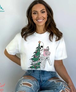 Funny Christmas Sorta Merry Sorta Scary Skeleton Xmas Tree Shirt