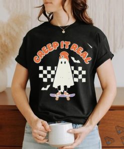 Funny Creep It Real Cute Ghost Skateboard Halloween T Shirt