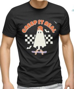 Funny Creep It Real Cute Ghost Skateboard Halloween T Shirt