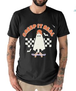 Funny Creep It Real Cute Ghost Skateboard Halloween T Shirt