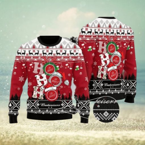 Funny Hohoho Budweiser Beer Ugly Christmas Sweater