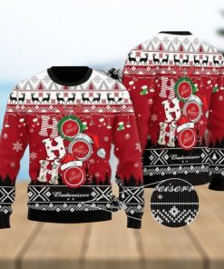 Funny Hohoho Budweiser Beer Ugly Christmas Sweater