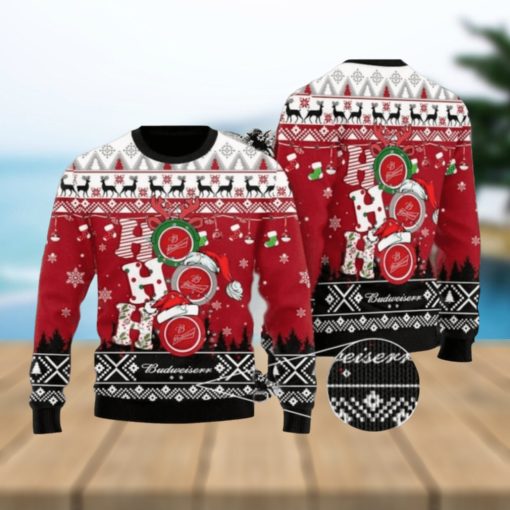 Funny Hohoho Budweiser Beer Ugly Christmas Sweater