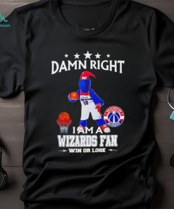 G Wiz mascot damn right I am a Wizards fan win or lose shirt